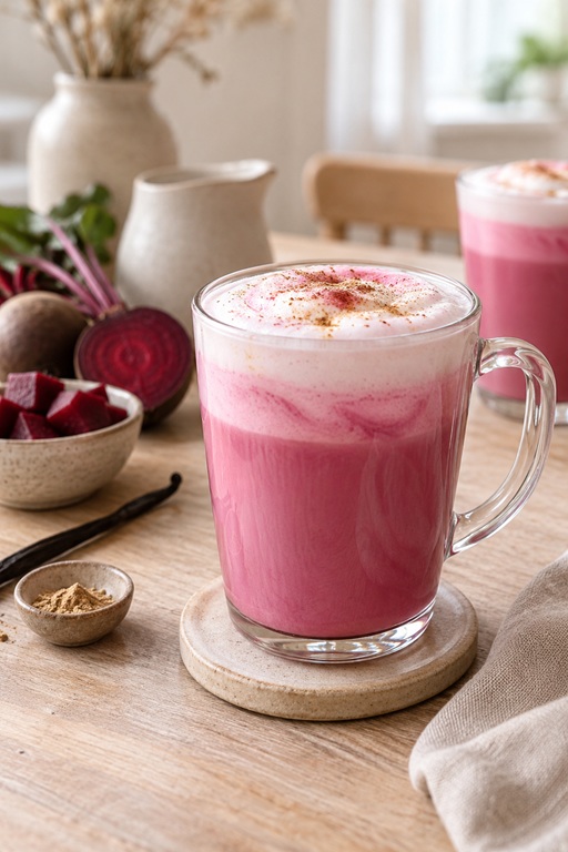 Rote-Bete-Latte – cremiger Pink Latte mit Vanille & Zimt