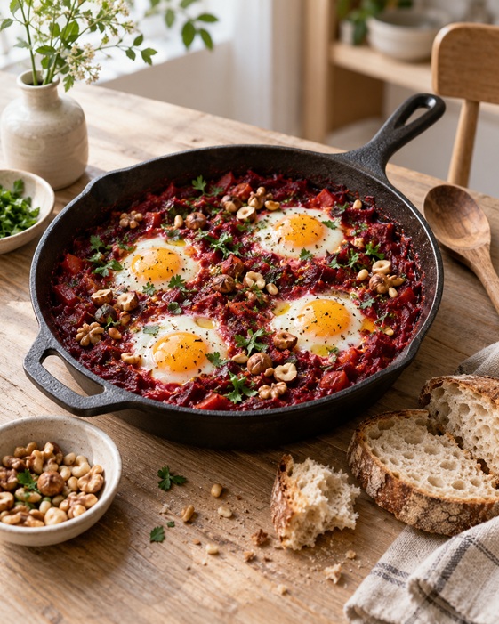 Rote-Bete-Shakshuka – einfaches vegetarisches Rezept