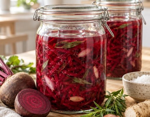 Rote Bete fermentieren – einfaches Rezept mit Meerrettich & Estragon